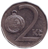 Монета 2 кроны. 1993 год, Чехия.