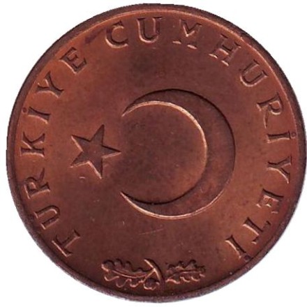 Монета 10 курушей. 1972 год, Турция. UNC. Стебли овса. Монета 10 курушей. 1972 год, Турция. UNC. Стебли овса.