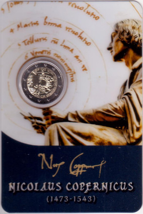 Монета 2 евро. 2023 год, Мальта. 550 лет со дня рождения Николая Коперника.
