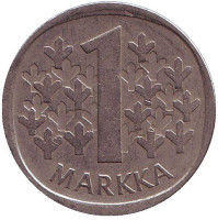 Монета 1 марка. 1989 год, Финляндия.