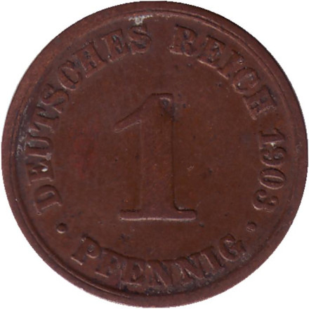 Монета 1 пфенниг. 1903 год (А), Германская империя.