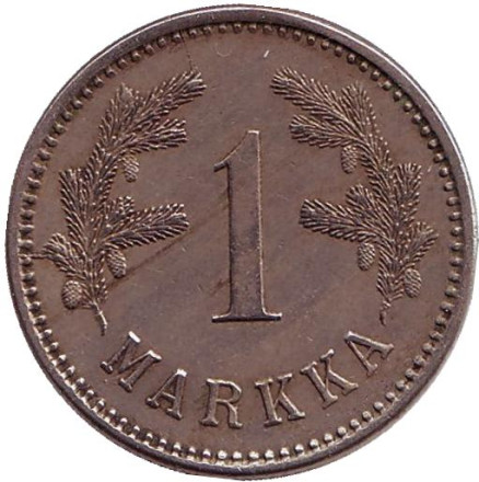 Монета 1 марка. 1923 год, Финляндия. Редкая.