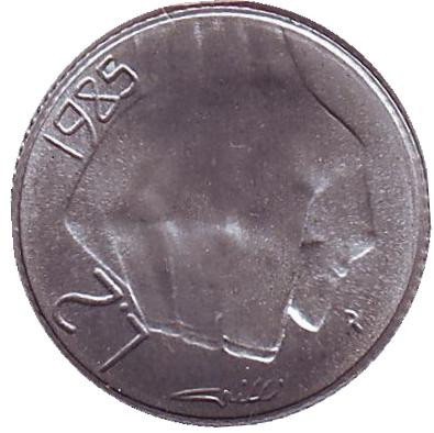 Монета 2 лиры. 1985 год, Сан-Марино. Борьба с наркотиками.