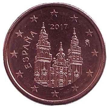 Монета 1 цент. 2017 год, Испания.