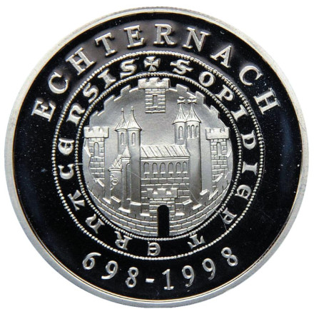 Монета 500 франков. 1998 год, Люксембург. 1300 лет коммуне Эхтернах.