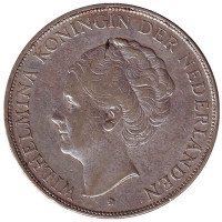 Монета 2,5 гульдена. 1929 год, Нидерланды. 