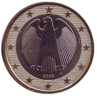Монета 1 евро. 2003 год (F), Германия.