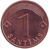 Монета 1 сантим. 2003 год, Латвия. UNC.