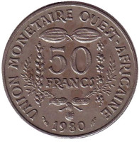 Монета 50 франков. 1980 год, Западные Африканские штаты. 