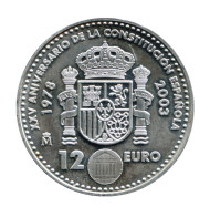Монета 12 евро, 2003 год, Испания. 25 лет конституции. Монета 12 евро, 2003 год, Испания. 25 лет конституции.