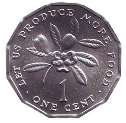Монета 1 цент, 1987 год, Ямайка. Аки. (Блигия вкусная).