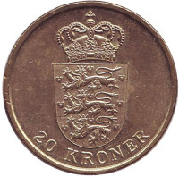 Монета 20 крон. 2011 год, Дания. Из обращения.