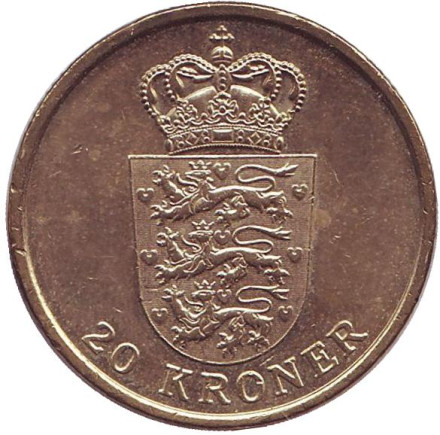 Монета 20 крон. 2011 год, Дания. Из обращения.