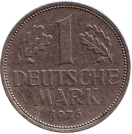 Монета 1 марка. 1976 год (G), ФРГ.