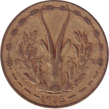 Монета 10 франков. 1976 год, Западные Африканские Штаты. Состояние - VF.