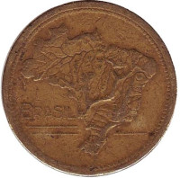 Карта Бразилии. Монета 1 крузейро. 1946 год, Бразилия.