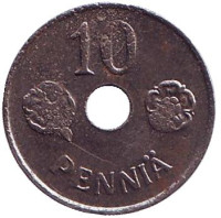 Монета 10 пенни. 1944 год, Финляндия. 