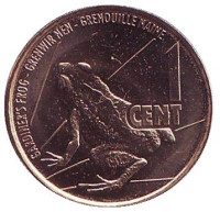 Лягушка Гардинера. Монета 1 цент. 2016 год, Сейшельские острова.