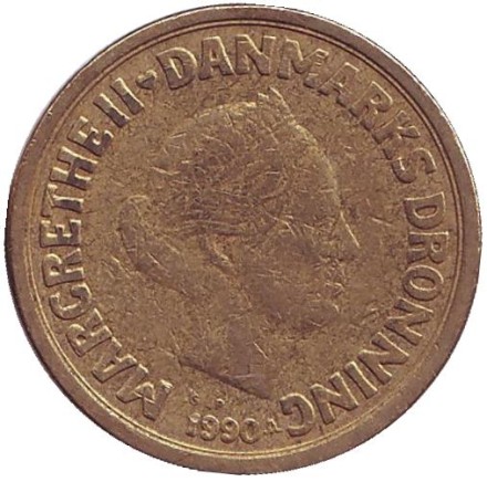 Монета 10 крон. 1990 год, Дания. Монета 10 крон. 1990 год, Дания.