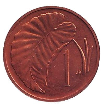 Монета 1 цент. 1973 год, Острова Кука. UNC. Лист Таро.