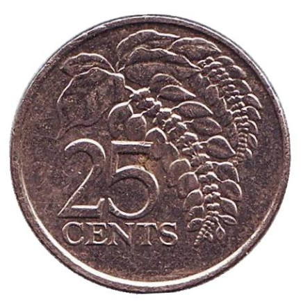 Монета 25 центов. 2012 год, Тринидад и Тобаго. Чакония.