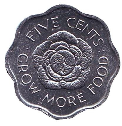 Монета 5 центов. 1975 год, Сейшельские острова. ФАО.