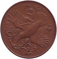 Монета 2 пенса. 1980 год (AD), Остров Мэн. Птица. Монета 2 пенса. 1980 год (AD), Остров Мэн. Птица.