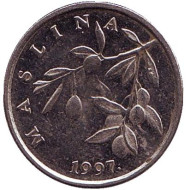 Монета 20 лип. 1997 год, Хорватия. Олива европейская. Монета 20 лип. 1997 год, Хорватия. Олива европейская.