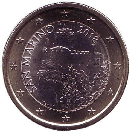 Монета 1 евро. 2018 год, Сан-Марино.