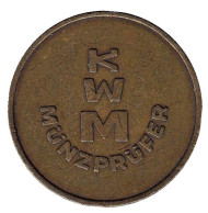 KWM. Munzprufer. Прачечный жетон. (Диаметр 22 мм). Германия.  KWM. Munzprufer. Прачечный жетон. (Диаметр 22 мм). Германия.