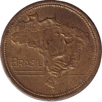 Карта Бразилии. Монета 1 крузейро. 1949 год, Бразилия.