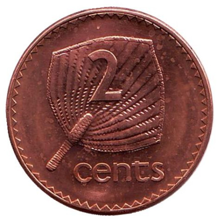 Монета 2 цента. 1990 год, Фиджи. UNC. Веерная пальма.