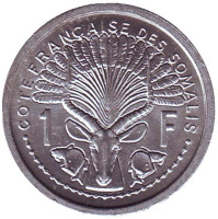 Антилопа. Монета 1 франк. 1959 год, Французский берег Сомали.