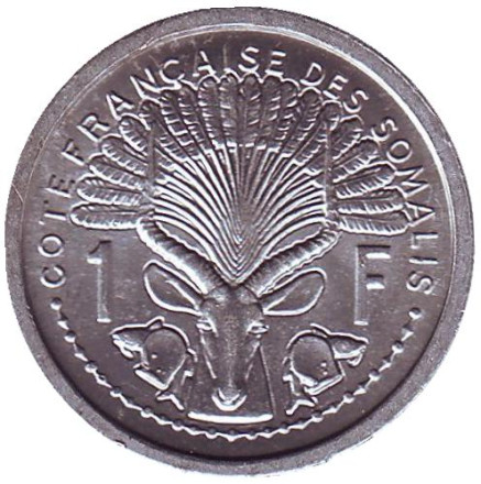 Монета 1 франк. 1959 год, Французский берег Сомали. Антилопа.