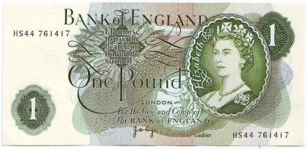 Банкнота 1 фунт. 1960-1977 гг., Великобритания.