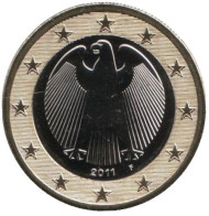 Монета 1 евро. 2011 год (F), Германия. Монета 1 евро. 2011 год (F), Германия.