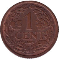 Монета 1 цент. 1929 год, Нидерланды.