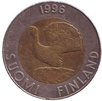 Глухарь. Монета 10 марок. 1996 год, Финляндия.