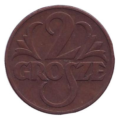 Монета 2 гроша. 1939 год, Польша.