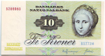 Банкнота 10 крон. 1972-1978 гг., Дания.