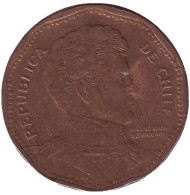 Монета 50 песо. 2006 год, Чили. Бернардо О’Хиггинс. Монета 50 песо. 2006 год, Чили. Бернардо О’Хиггинс.