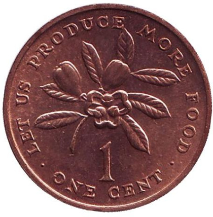 Монета 1 цент, 1971 год, Ямайка. Тип 1. ФАО. Аки. (Блигия вкусная).