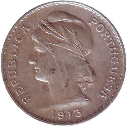 Монета 50 сентаво. 1913 год, Португалия.
