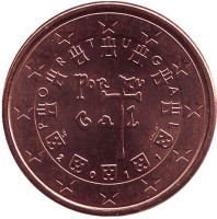 Монета 5 центов, 2011 год, Португалия.