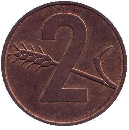 Монета 2 раппена. 1974 год, Швейцария. Из обращения.