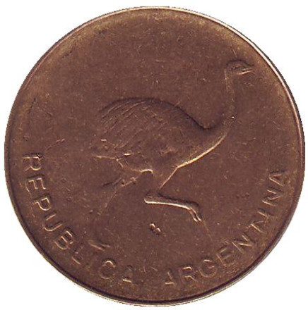 Монета 1 сентаво. 1986 год, Аргентина. Нанду.