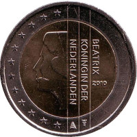 Монета 2 евро. 2010 год, Нидерланды.