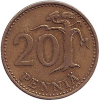 Монета 20 пенни. 1964 год, Финляндия.