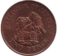 Музей в городе Сент-Хелиер. Монета 2 пенса. 1988 год, Джерси.