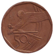 Монета 50 центов. 2003 год, ЮАР. Чемпионат мира по крикету в Южной Африке 2003 года. Монета 50 центов. 2003 год, ЮАР. Чемпионат мира по крикету в Южной Африке 2003 года.
